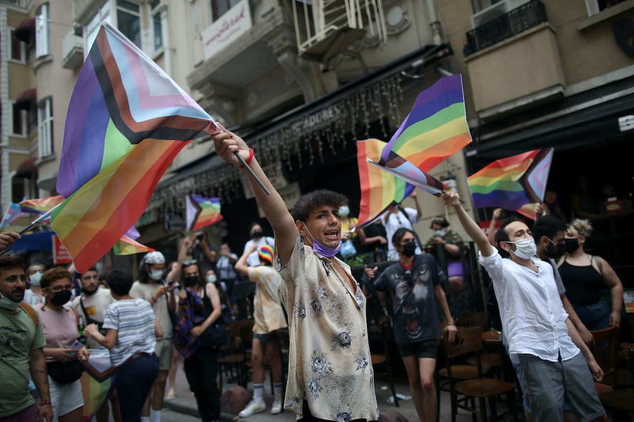 Protesters chants slogans, during a pride event in central Istanbul, June 26. Photo: AP