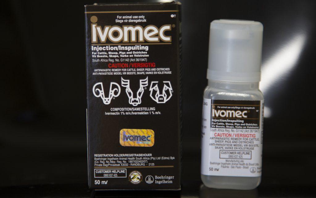 A container of veterinary ivermectin, tablets of which been approved for treating some worm infestations and for use in animals for parasites. Photo: AP