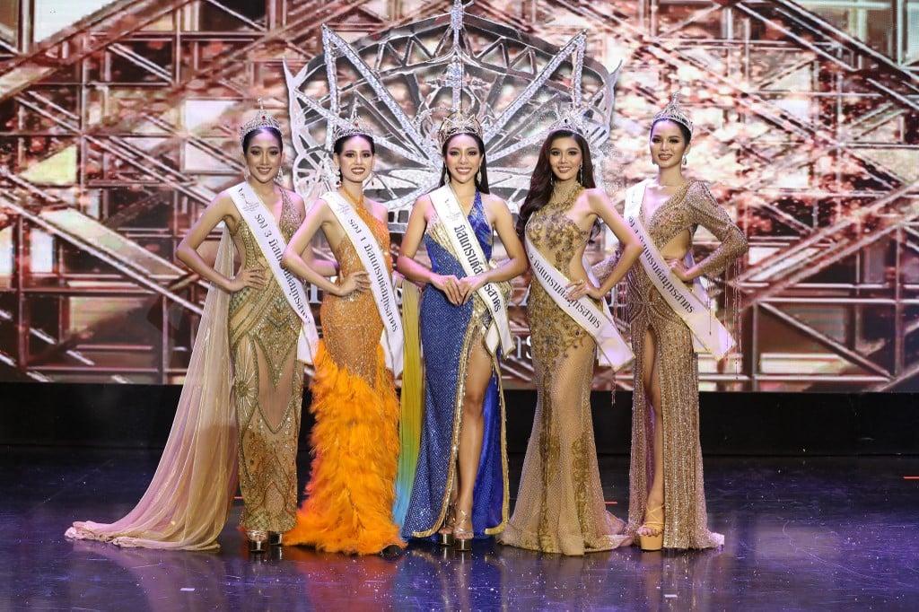 This handout photo from the Miss Grand Thailand PR team taken on June 27 and released to AFP on July 11 shows contestants posing during the Miss Grand Samut Sakhon beauty pageant in Bangkok. Photo: AFP