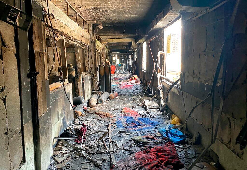 The remains of the ICU at the Ibn al-Khatib hospital in Baghdad, Iraq, after a fire in April which killed at least 82 people and injured 110 others. Photo: AP