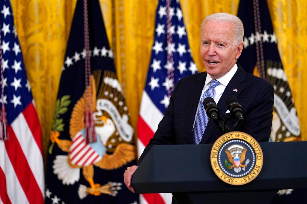 US President Joe Biden speaks about Covid-19 vaccine requirements for federal workers in the East Room of the White House in Washington, July 29. Photo: AP