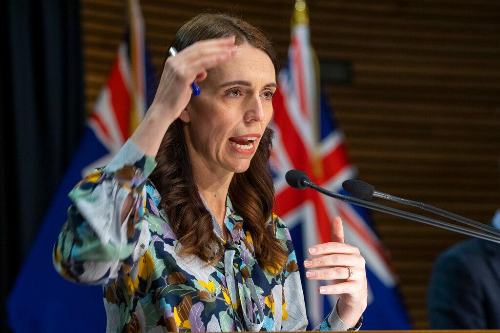 New Zealand Prime Minister Jacinda Ardern gestures during a Covid-19 update press conference in Wellington, New Zealand, Aug 20. Photo: AP