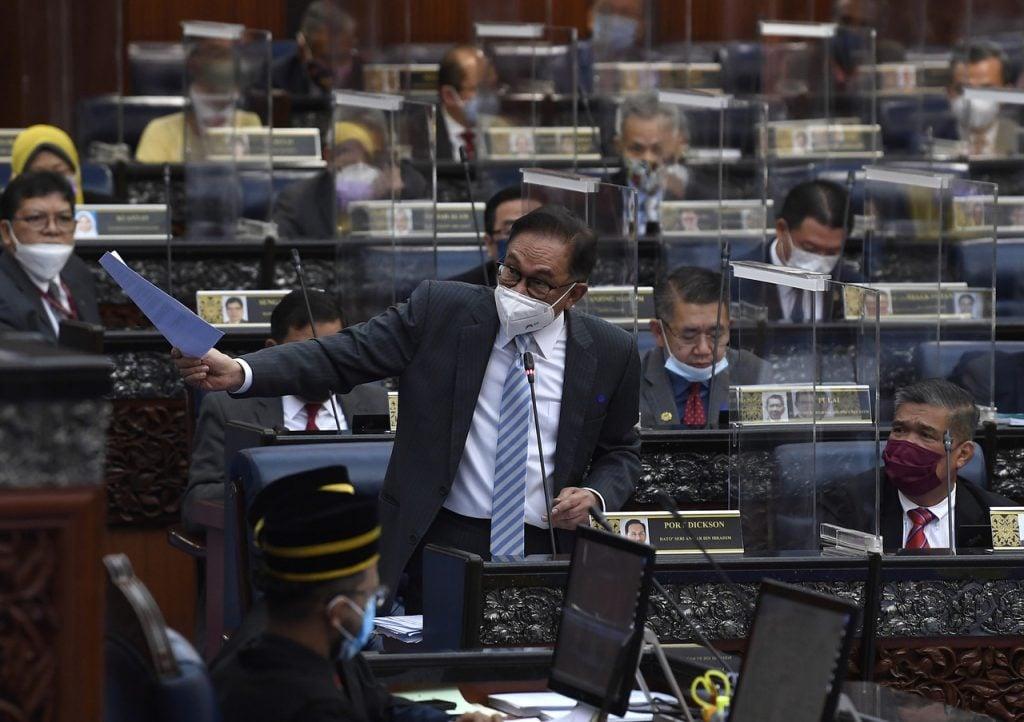 Opposition leader Anwar Ibrahim in the Dewan Rakyat on July 29. Photo: Bernama