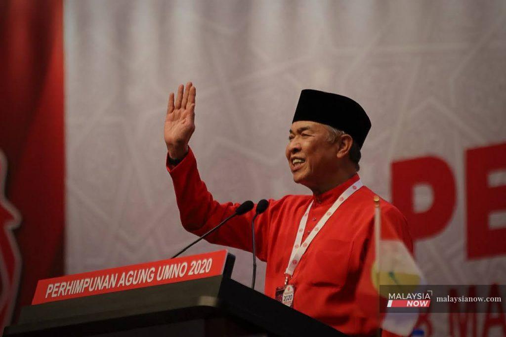 Umno president Ahmad Zahid Hamidi at the party's general assembly in March.