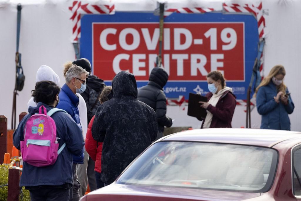 People visit a Covid-19 testing station during a nationwide lockdown in Wellington on Aug 18. Photo: AFP