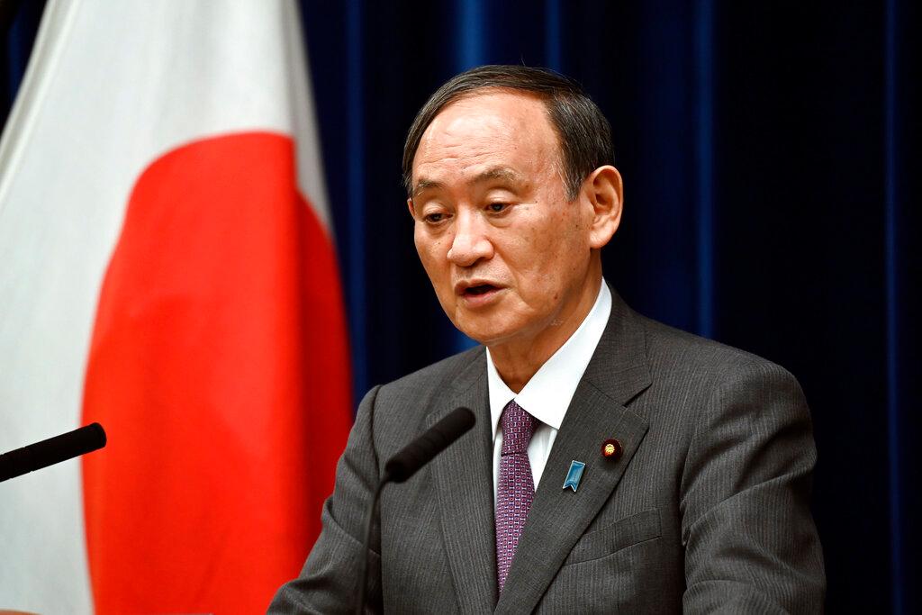 Japan's Prime Minister Yoshihide Suga attends a news conference at his official residence in Tokyo, Aug 25. Photo: AP