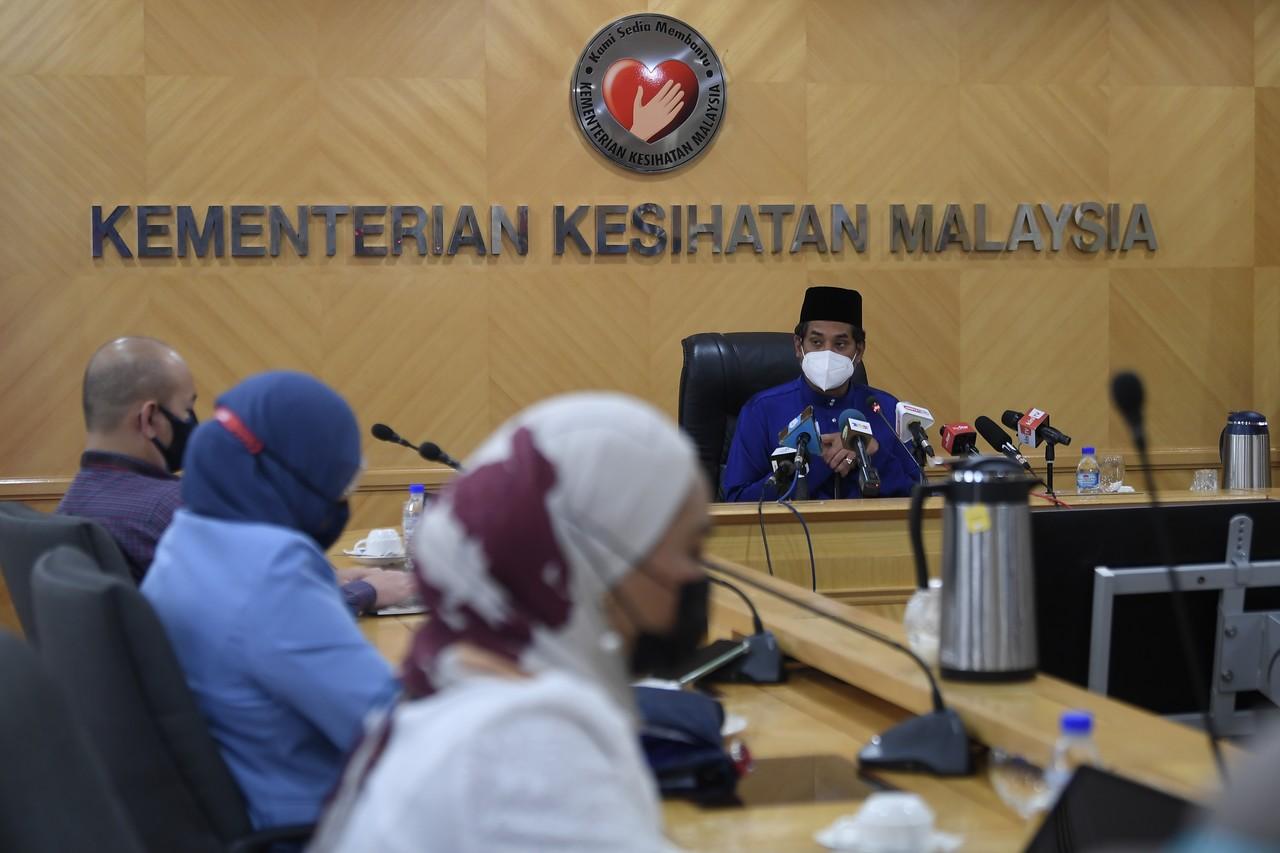 Health Minister Khairy Jamaluddin speaks at a press conference at his ministry on Sept 3. Photo: Bernama