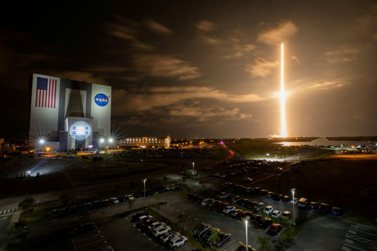 With a view of the iconic Vehicle Assembly Building at left, a SpaceX Falcon 9 rocket soars upward from Launch Complex 39A carrying the company’s Crew Dragon Endeavour capsule and four Crew-2 astronauts towards the International Space Station at Nasa’s Kennedy Space Center in Cape Canaveral, Florida, in this April 23 file photo. Photo: Reuters