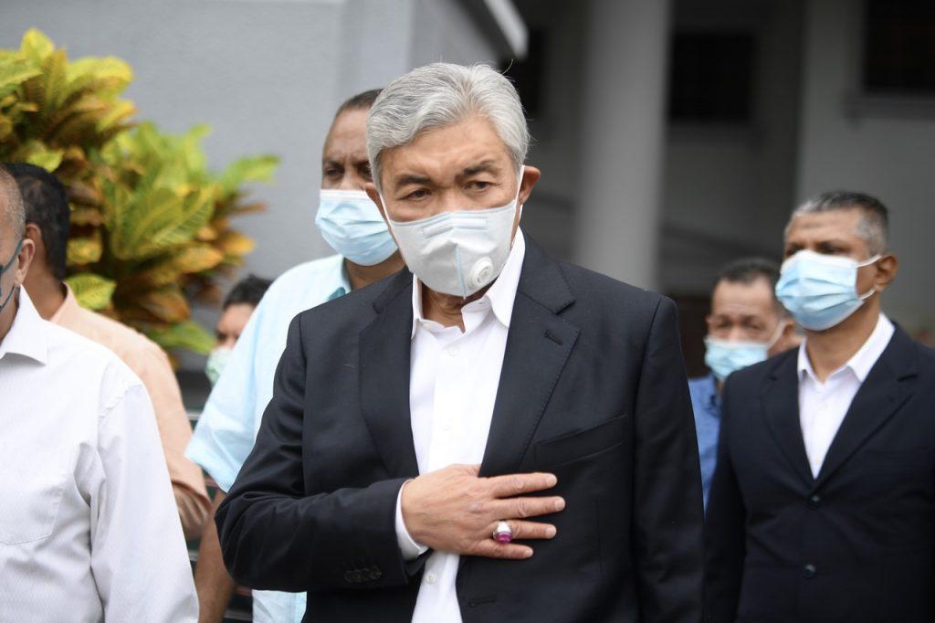 Presiden Umno Ahmad Zahid Hamidi di Mahkamah Tinggi hari ini. Gambar: Bernama