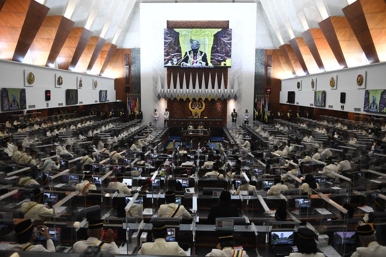 MPs gather at the Dewan Rakyat as Yang di-Pertuan Agong Sultan Abdullah Sultan Ahmad Shah gives the opening speech yesterday. Photo: Bernama