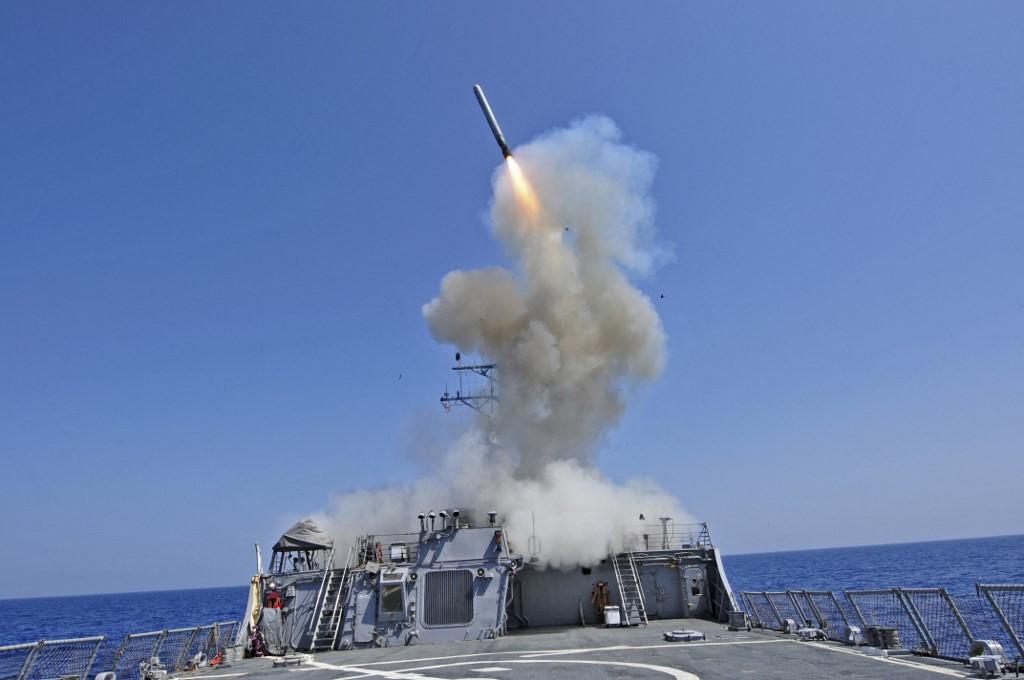 This file handout picture downloaded from the US Navy website and taken on March 29, 2011 shows the Arleigh Burke-class guided-missile destroyer USS Barry launching a Tomahawk cruise missile in the Mediterranean Sea. Australia's Prime Minister Scott Morrison announced on Sept 16 that the country would acquire long-range US Tomahawk cruise missiles, as it strengthens military defences in the face of a rising China. Photo: AFP