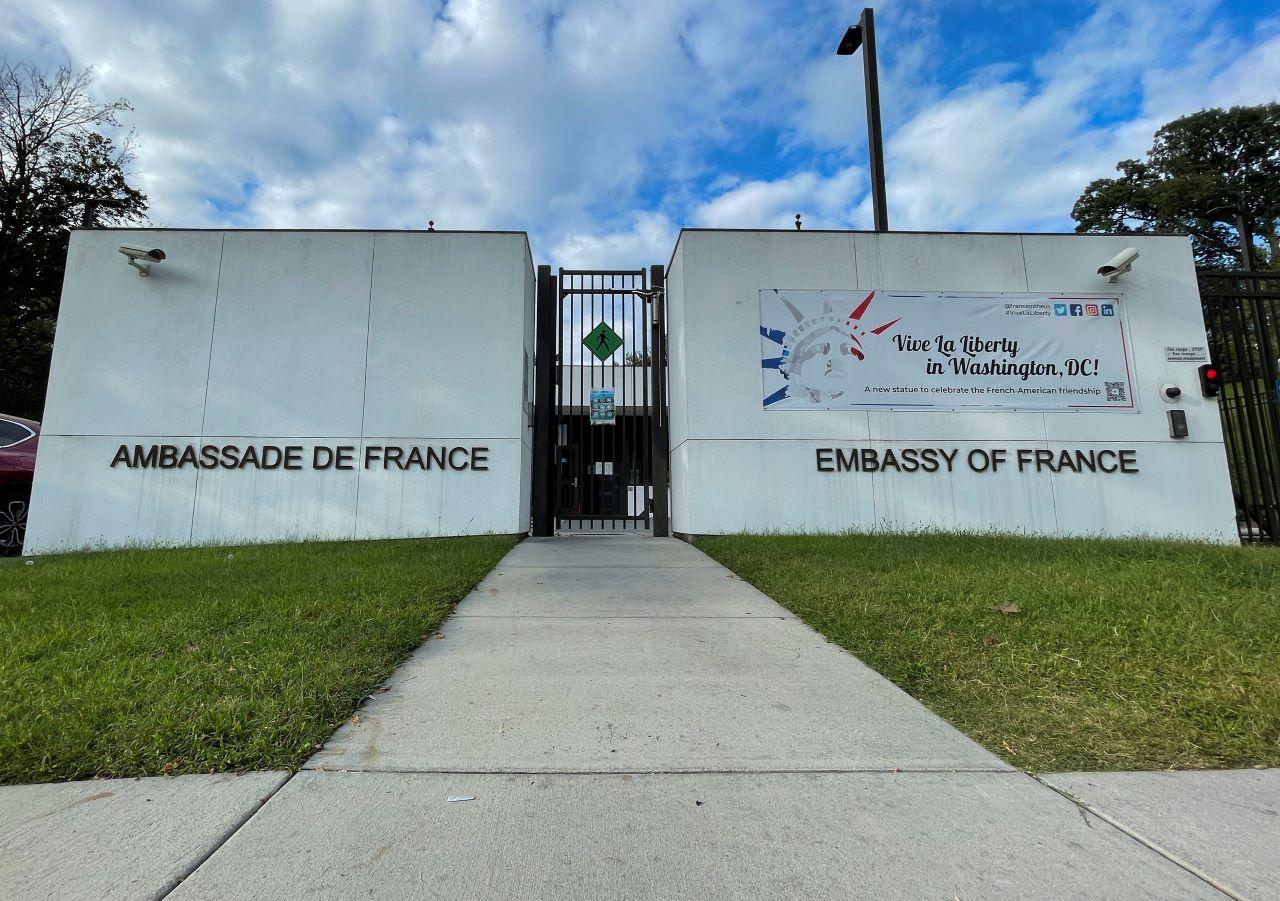 The French embassy is seen after it was announced France decided to recall its ambassadors in the US and Australia for consultations after Australia struck a deal with the US and Britain which ended a US$40 billion French-designed submarine deal, in Washington, US, Sept 17. Photo: Reuters