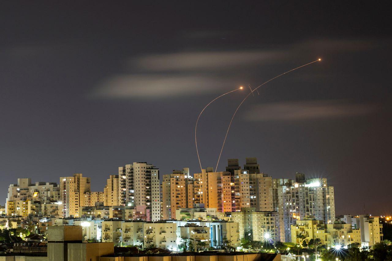 Streaks of light are seen as Israel's Iron Dome anti-missile system intercepts rockets launched from the Gaza Strip towards Israel, as seen from Ashkelon in this file photo on May 20. Photo: Reuters