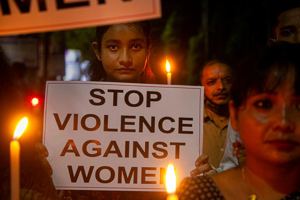 Indians hold placards protesting against the alleged gang rape and killing of a Dalit woman in Uttar Pradesh state, in Gauhati, India, in this Oct 10, 2020 file photo. Police in India have long been accused of not doing enough to prevent violent crime and failing to bring sexual assault cases to court. Photo: AP