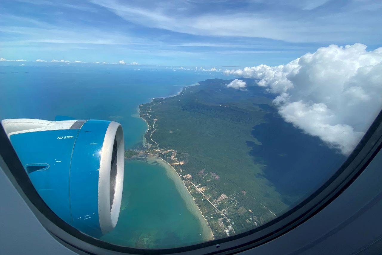 Phu Quoc resort island is seen via the window of an airplane after the Vietnamese government eased the lockdown following the Covid-19 outbreak, in this file photo on May 8, 2020. Photo: Reuters
