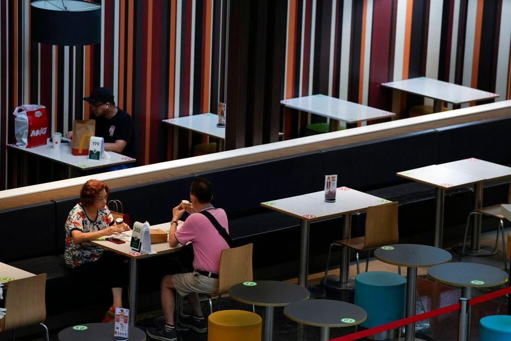 Customers dine in at a shopping mall in Kuala Lumpur in this Sept 8 photo. Photo: AP