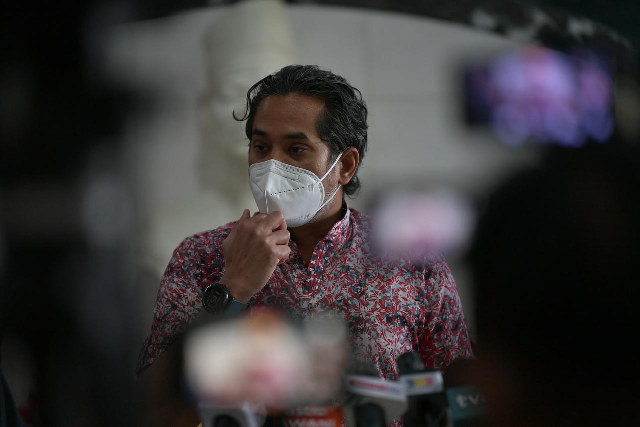 Health Minister Khairy Jamaluddin speaks at a press conference at Wisma Bapa Malaysia in Kuching today. Photo: Bernama