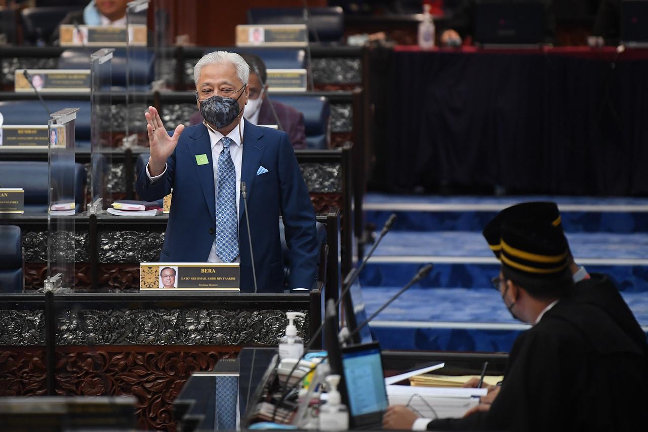 Prime Minister Ismail Sabri Yaakob tables the 12th Malaysia Plan in the Dewan Rakyat today. Photo: Bernama