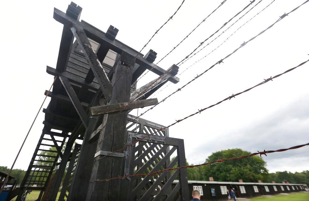In this July 18, 2017 file photo shows the wooden main gate leading into the former Nazi German Stutthof concentration camp in Sztutowo, Poland. Photo: AP