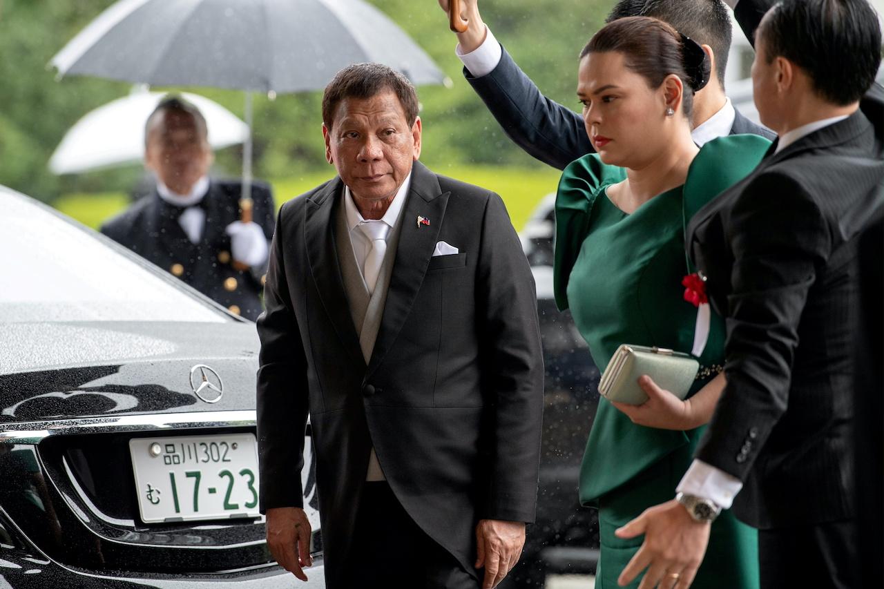 Philippines President Rodrigo Duterte with his daughter Sara Duterte-Carpio in this Oct 22, 2019 file photo. Photo: Reuters