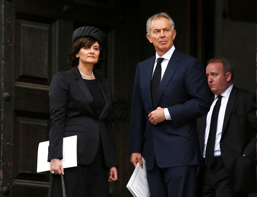 Former British prime minister Tony Blair and his wife Cherie Blair seen in this April 17, 2013 file photo. Blair is shown to have legally avoided paying stamp duty on a multi-million pound property in London in a review of nearly 12 million files obtained from 14 different firms located around the world. Photo: AP