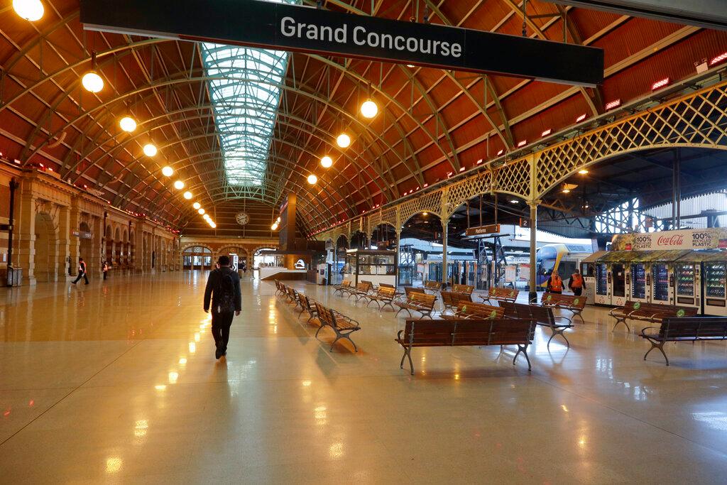 Central Station in Sydney, stands nearly empty during a lockdown on Aug 13. For the last 18 months, under-vaccinated Australian cities have endured several gruelling lockdowns to limit the spread of the virus. Photo: AP