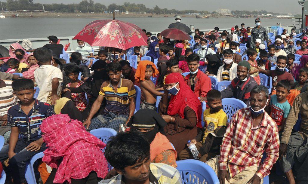 Rohingya refugees are transported on a naval vessel to Bhashan Char, or the floating island, in the Bay of Bengal, from Chittagong, Bangladesh, in this Dec 4, 2020 file photo. Photo: AP