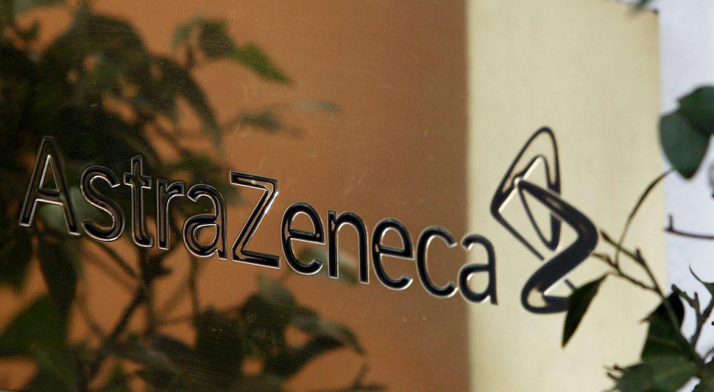 Reflections are seen on a sign outside the global headquarters of AstraZeneca in London, in this Jan 29, 2009 file photo. Photo: AP