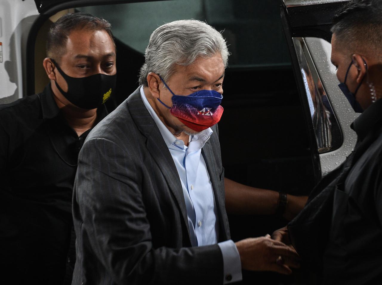 Former deputy prime minister Ahmad Zahid Hamidi at the High Court in Kuala Lumpur yesterday. Photo: Bernama