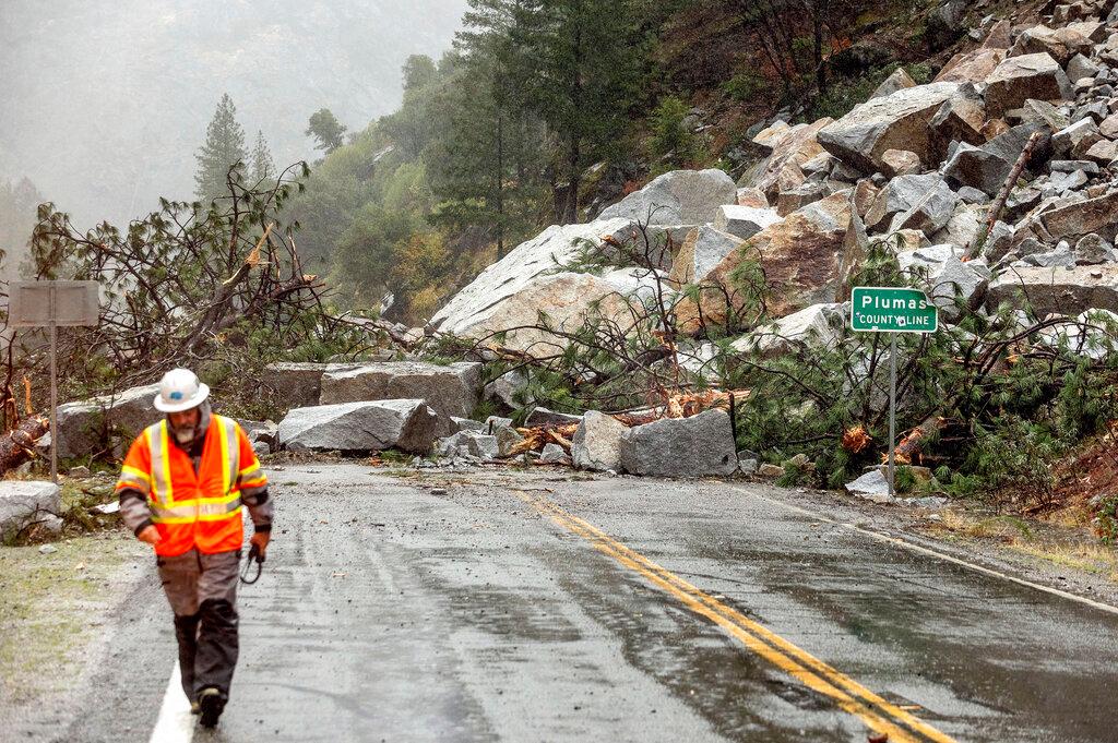 Multiple mudslides were reported in some of the 570,000 acres blackened by the Dixie Fire in the Sierra Nevada mountains northeast of San Francisco, the second-largest wildfire recorded in state history. Photo: AP