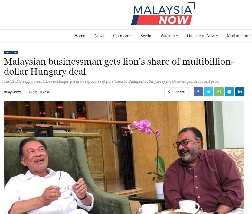 A screenshot of MalaysiaNow's article, 'Malaysian businessman gets lion’s share of multibillion-dollar Hungary deal', which the portal has been accused of plagiarising from a website apparently originating from Russia.