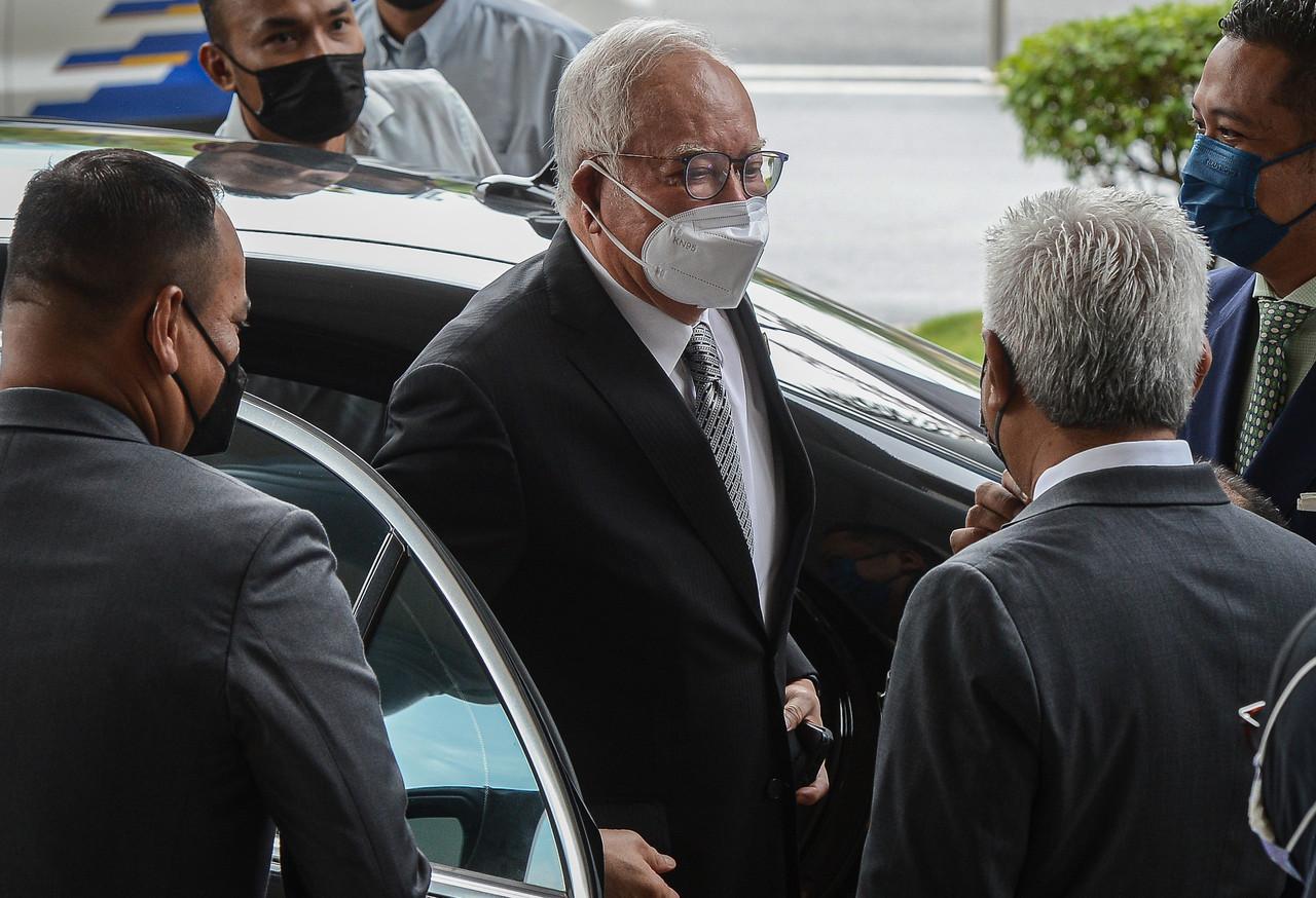 Former prime minister Najib Razak at the Kuala Lumpur court complex today. Photo: Bernama