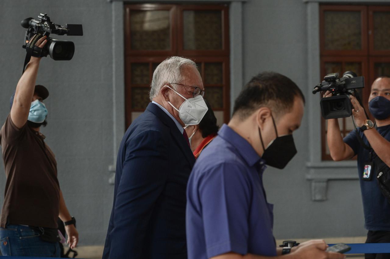 Former prime minister Najib Razak is facing four charges of using his position to obtain bribes totalling RM2.3 billion from 1MDB funds and 21 charges of money laundering involving the same amount. Photo: Bernama
