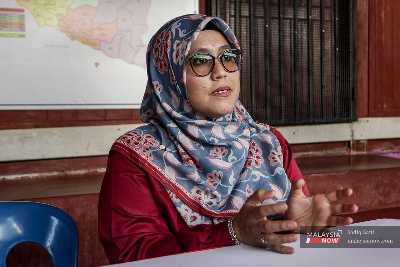 Perikatan Nasional's candidate in Tanjung Bidara, Mas Ermieyati Samsudin.