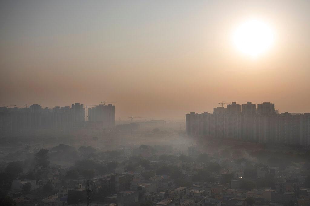 In this Oct 16, 2020 file photo, morning haze envelops the skyline on the outskirts of New Delhi, India. Photo: AP