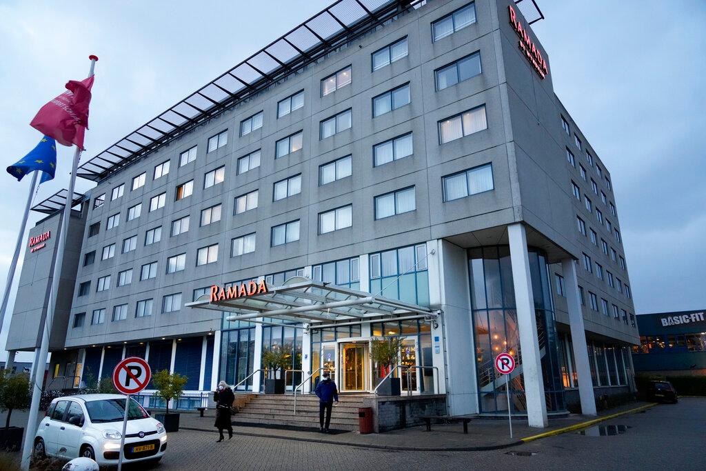 Exterior view of the hotel in Badhoevedorp near Schiphol Airport, Netherlands, where Dutch authorities have isolated 61 people who tested positive for Covid-19 on two arriving flights originating from South Africa, Nov 27. Photo: AP
