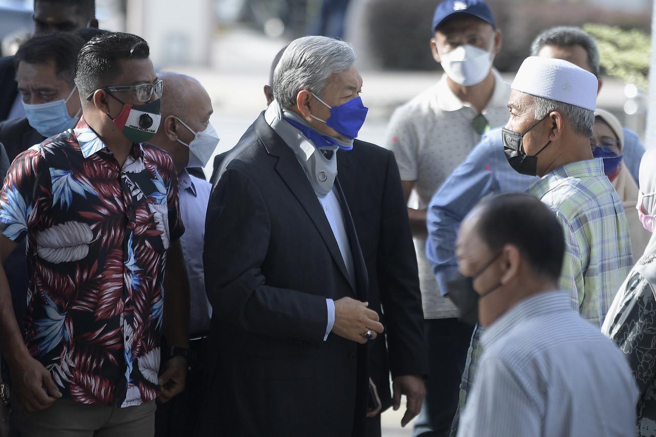 Former deputy prime minister Ahmad Zahid Hamidi arrives at the Kuala Lumpur High Court today. Photo: Bernama