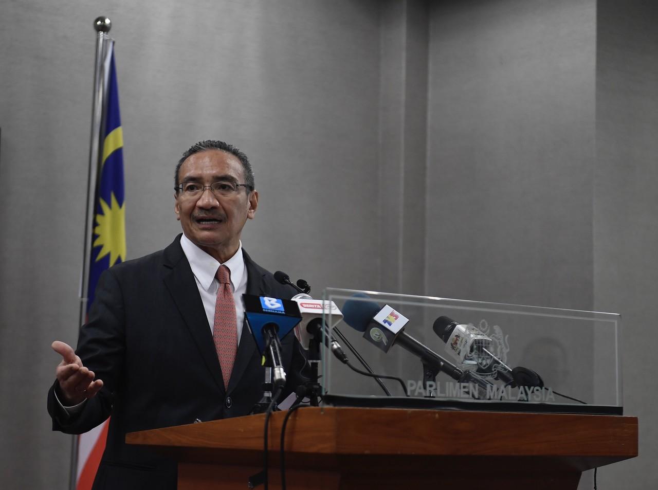 Defence Minister Hishammuddin Hussein speaks at a press conference at the Parliament building today. Photo: Bernama