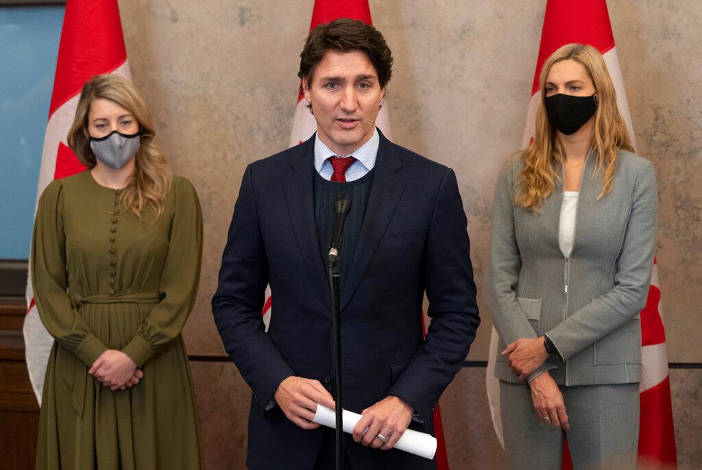 Canadian Prime Minister Justin Trudeau announces Canada will join a diplomatic boycott of the Beijing Winter Olympics over human rights concerns in Ottawa, Ontario, Dec 8. Photo: AP
