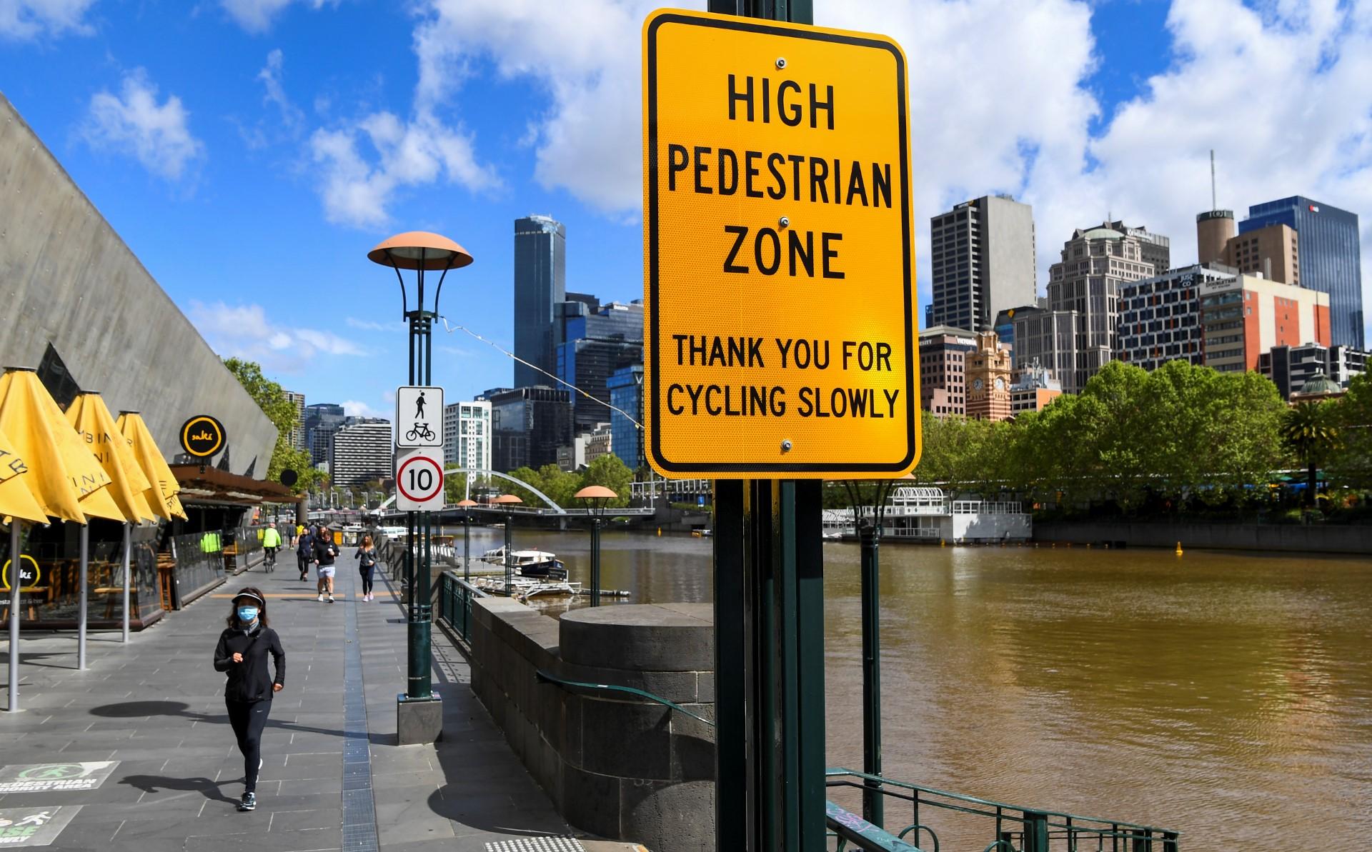People exercise in Melbourne on Oct 4. Photo: AFP