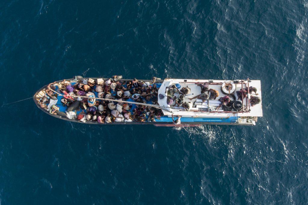 A boat carrying Rohingya Muslims off North Aceh, Indonesia on June 24, 2020. Rohingya Muslim refugees from Myanmar have for years sailed to countries such as Malaysia, Thailand and Indonesia between November and April when the seas are calm. Photo: AP