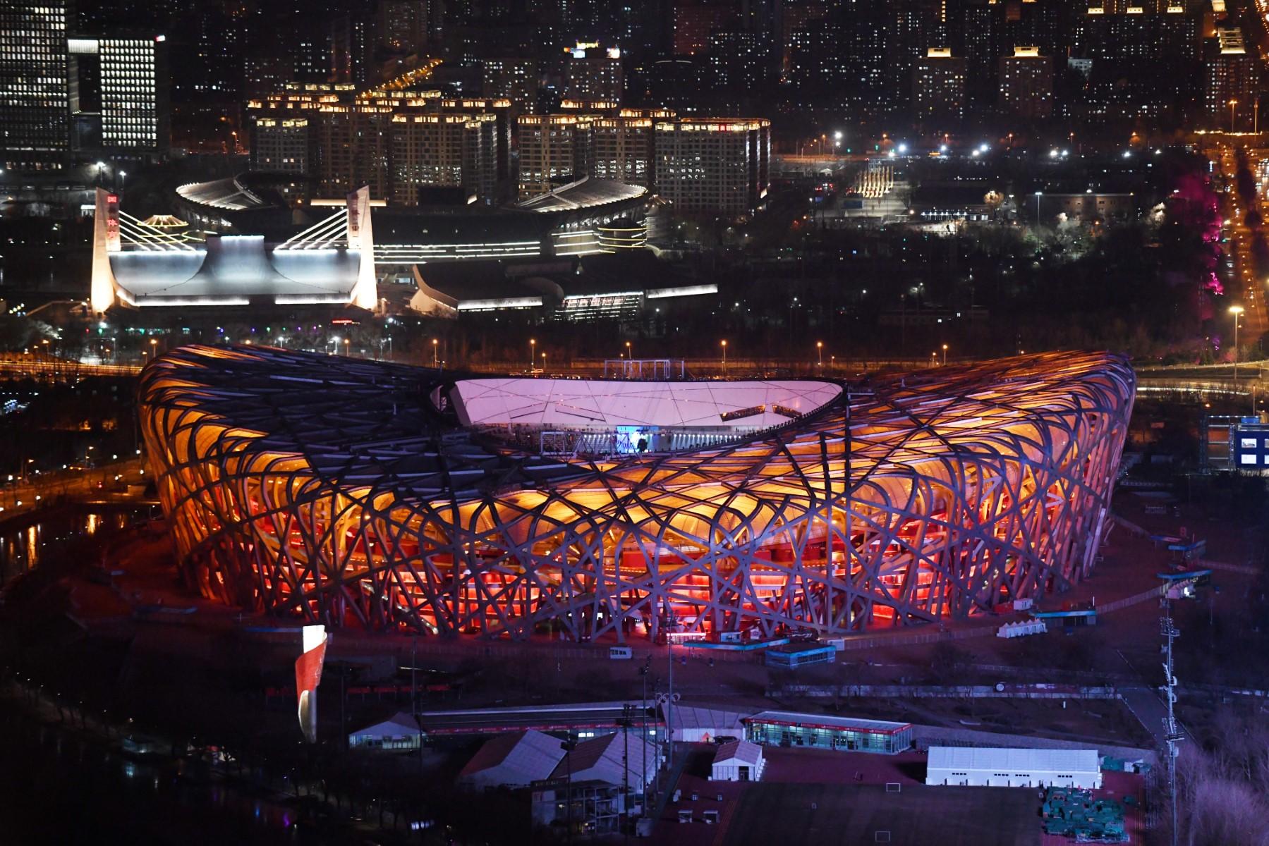 The National Stadium, known as the Bird's Nest, which will be used for opening and closing ceremonies at the 2022 Winter Olympic Games, is seen in Beijing on Jan 3, a month before the opening of the games on Feb 4. Photo: AFP