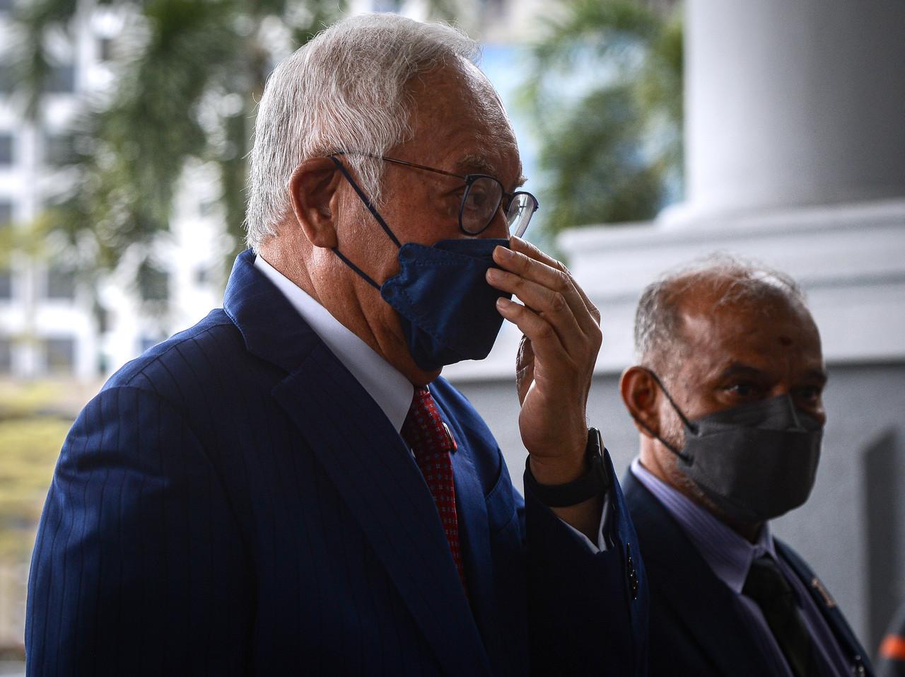 Former prime minister Najib Razak at the Kuala Lumpur High Court yesterday. Photo: Bernama