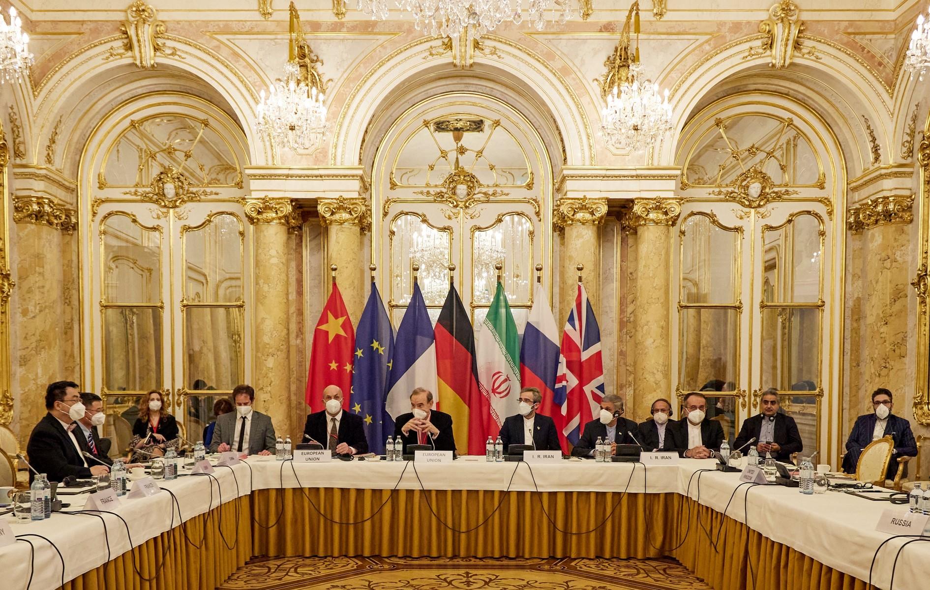 This handout photo taken and released on Dec 9, 2021 by the EU delegation in Vienna - EEAS shows representatives attending a meeting of the joint commission on negotiations aimed at reviving the Iran nuclear deal in Vienna, Austria. Photo: AFP