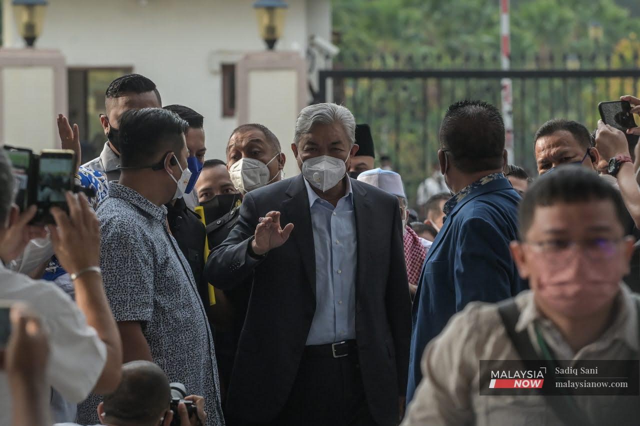 Former deputy prime minister Ahmad Zahid Hamidi at the court in Kuala Lumpur today.