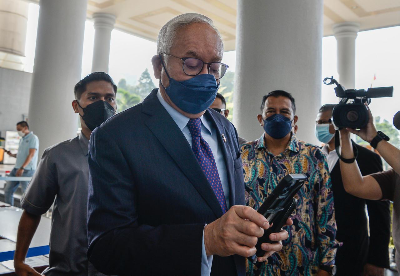 Former prime minister Najib Razak at the Kuala Lumpur court complex today. Photo: Bernama