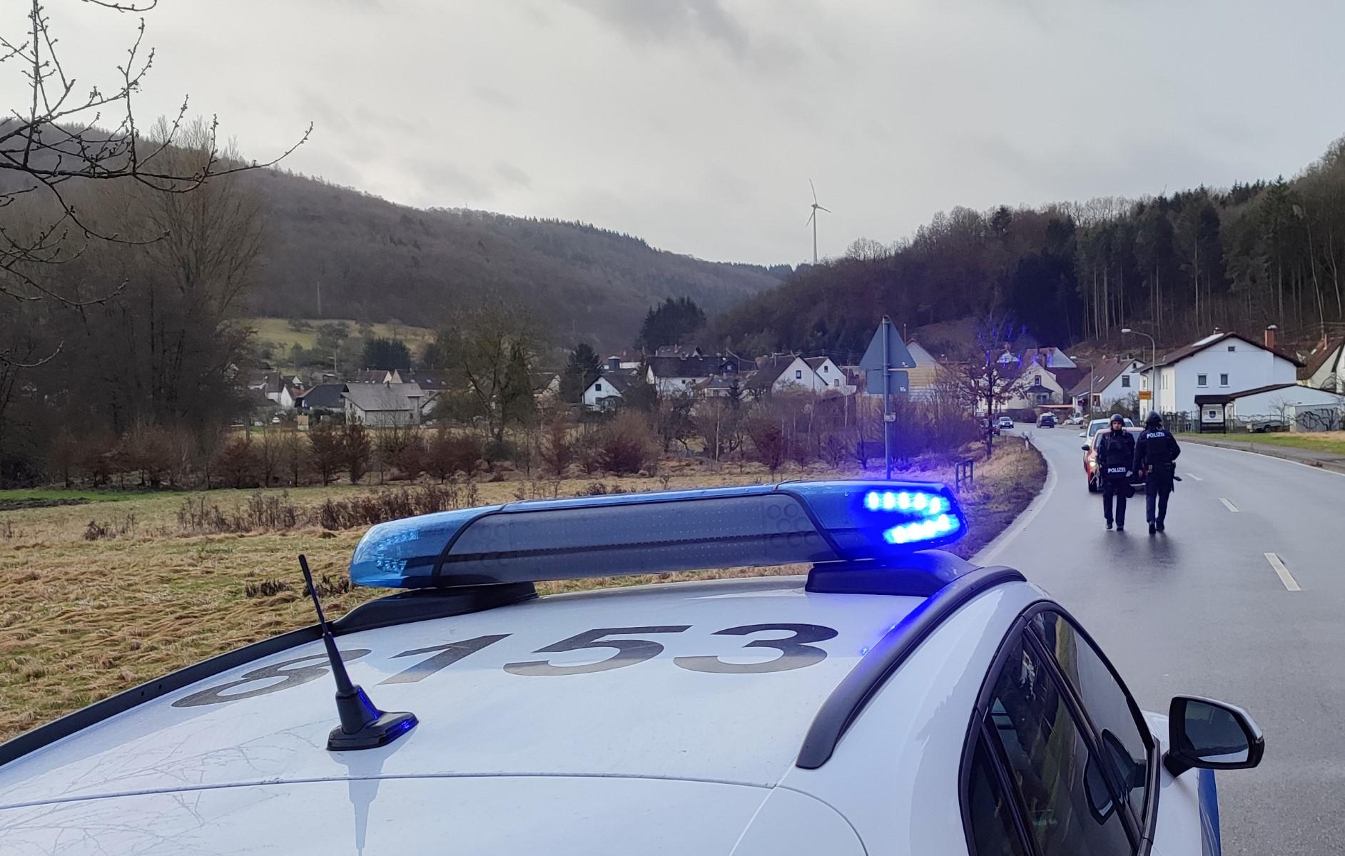 Police direct traffic near the site where two officers were shot dead in the early morning during a routine patrol in Kusel, Rhineland-Palatinate, western Germany on Jan 31. Photo: AFP