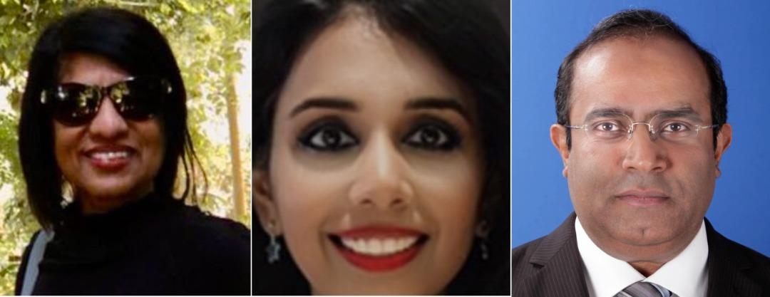 Lalitha Kunaratnam (tengah) berkata beliau bekerja di C4 Center, sebuah NGO diketuai aktivis Cynthia Gabriel (kiri), dan beliau juga membuat laporan kepada ketua penyelidikan Edmund Terrence Gomez (kanan).