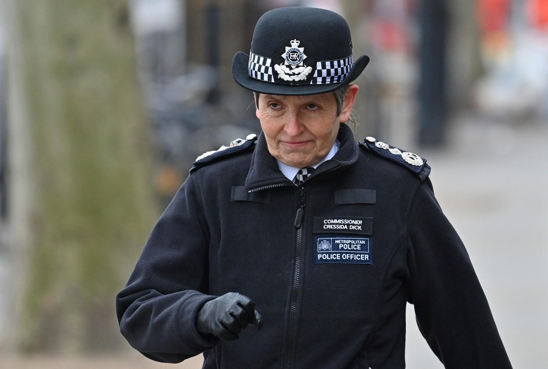Metropolitan Police Commissioner Cressida Dick walks towards New Scotland Yard in central London in this file photo taken on Jan 25. Photo: AFP