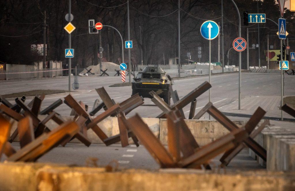 A Ukranian armoured vehicle drives along a road in the Ukranian capital Kyiv on March 19. Photo: AFP
